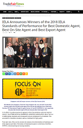 TradeFairTimes: IELA announces Winners of the 2018 IELA Standards of Performance for Best Domestic Agent, Best On-Site Agent and Best Export Agentat